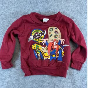 VINTAGE 90s NASCAR Racing Yosemite Sam Sweatshirt Toddler 2T Red Looney Tunes